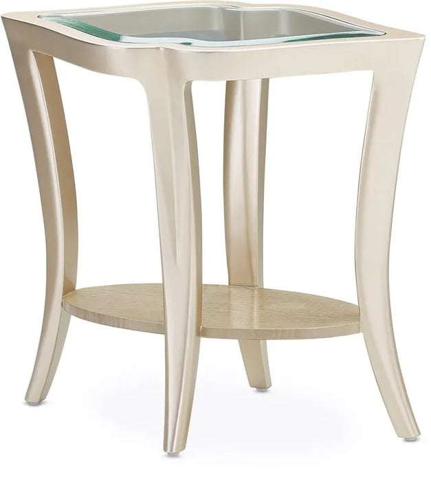 AICO Malibu Crest End Table w/Glass in Chardonnay