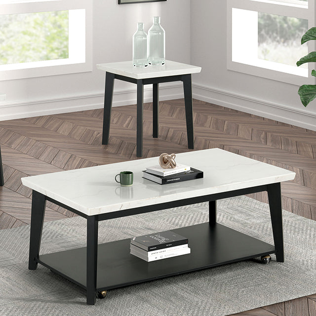 Thisted Rectangle Marble Coffee Table w/ Casters
