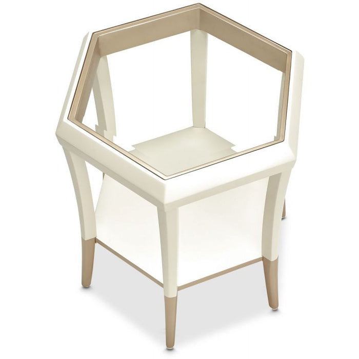 AICO La Rachelle Hexagon Accent Table in Medium Champagne