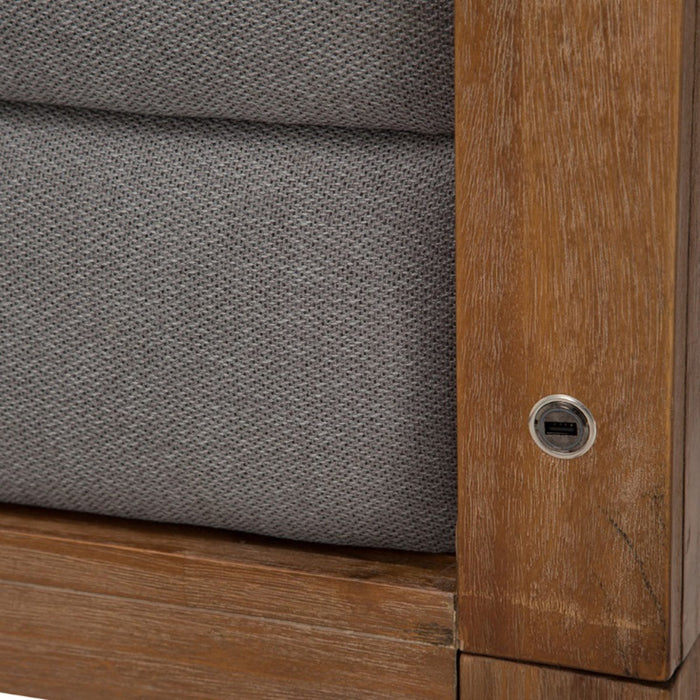 AICO Brooklyn Walk Queen Channel Tufted Panel Bed in Burnt Umber