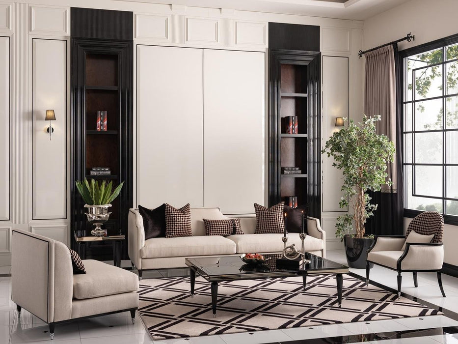 AICO La Francaise Mansion Sofa in Cafe/Black