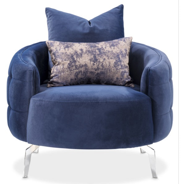 AICO Furniture Celine Chair in Indigo/Silver