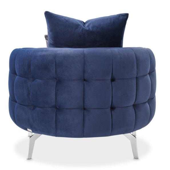 AICO Furniture Celine Chair in Indigo/Silver