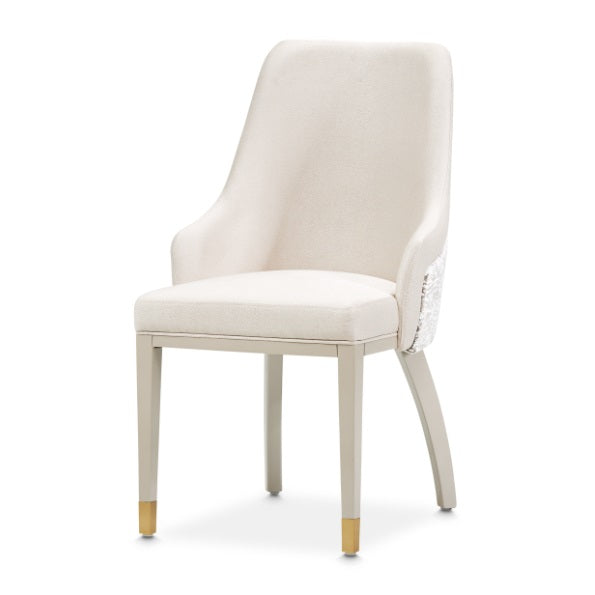 AICO Furniture Carmela Dining Arm Chair (Set of 2) in Shimmer Ivory