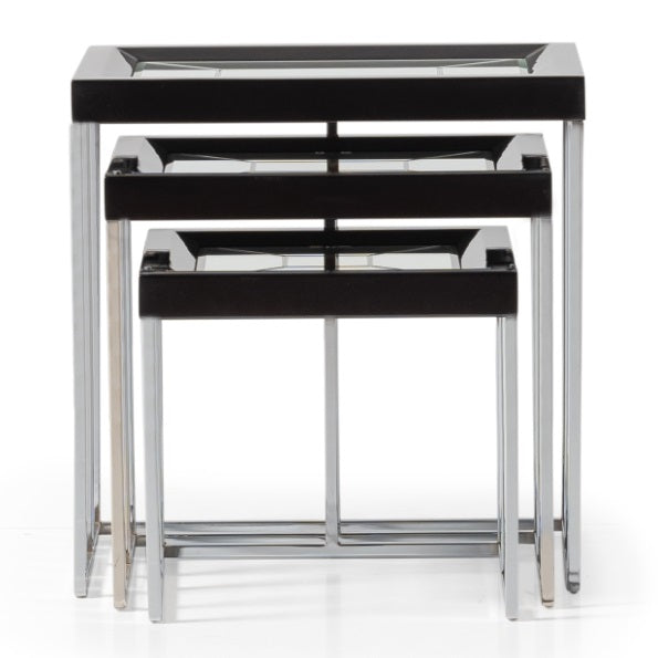 AICO Furniture Carmela Nesting Tables in Glossy Charcoal Sand