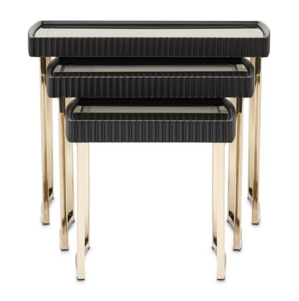AICO Furniture Lisbon Nesting Table in Silken Matte Black