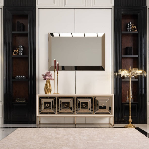 AICO Furniture Madison Wall Mirror in Glistening Gold