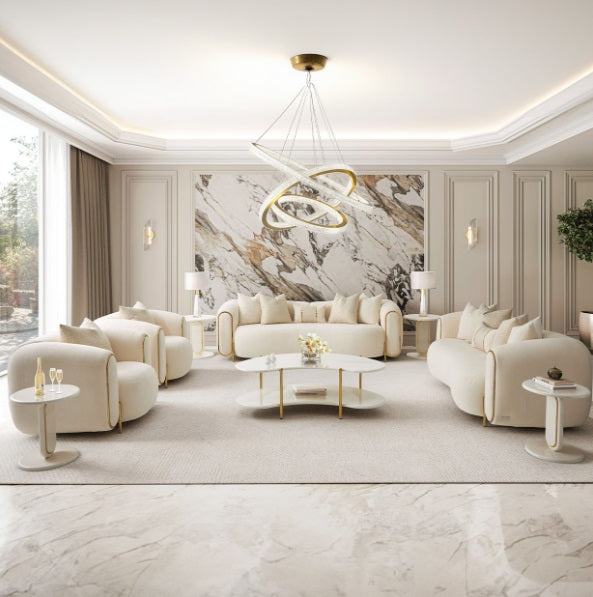 AICO Furniture Sassani End Table in Pearl White/Gold