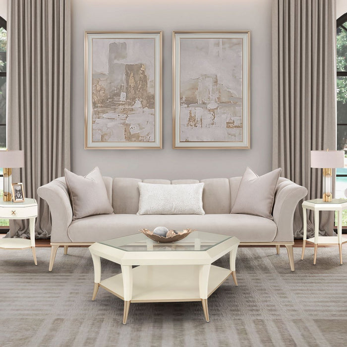 AICO Yvette Sofa in Porcini Medium Champagne