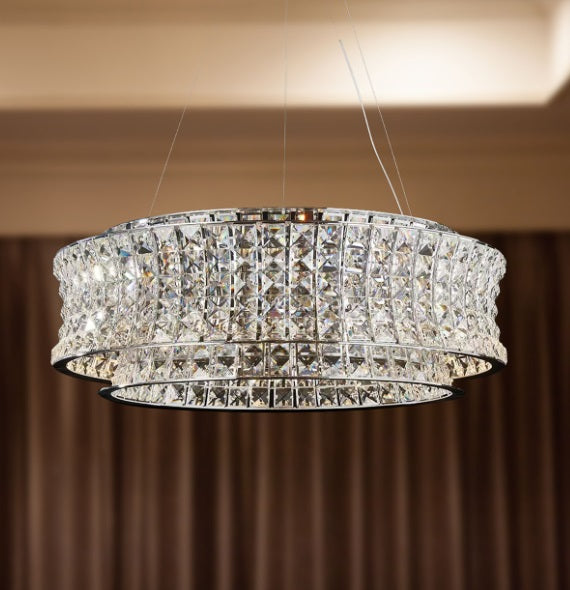 AICO Furniture Lighting Galaxy Medium Round LED Chandelier in Chrome