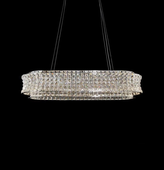 AICO Furniture Lighting Galaxy Oval LED Chandelier in Chrome
