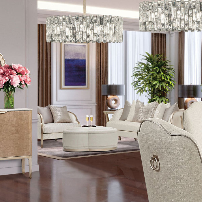 AICO Malibu Crest Cocktail Ottoman in Chardonnay