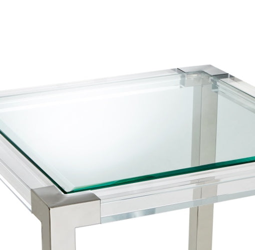 AICO Furniture State St. Square End Table in Stainless Steel