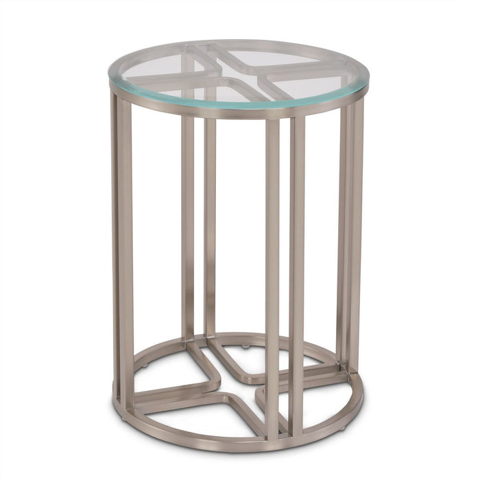 AICO Lanterna Chairside Table in Silver Mist
