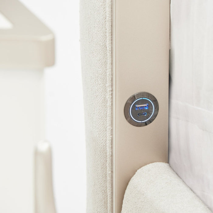 AICO Furniture La Marisia Queen Upholstered Platform Bed in Creamy Pearl