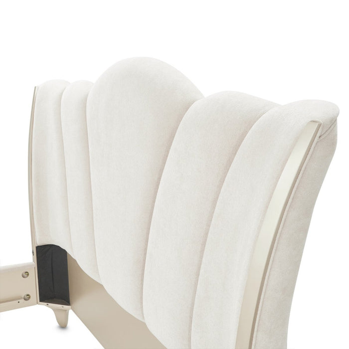 AICO Furniture La Marisia King Upholstered Platform Bed in Creamy Pearl